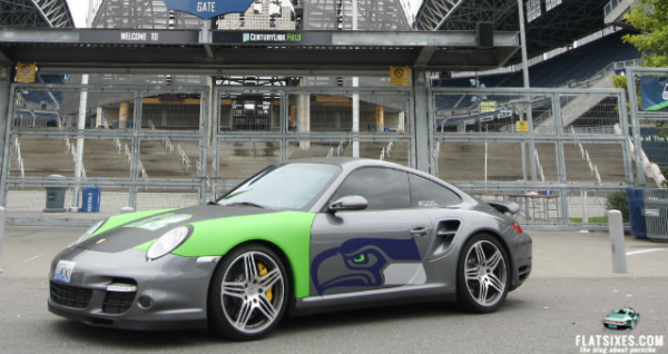 Seattle Seahawks livery wrapped Porsche