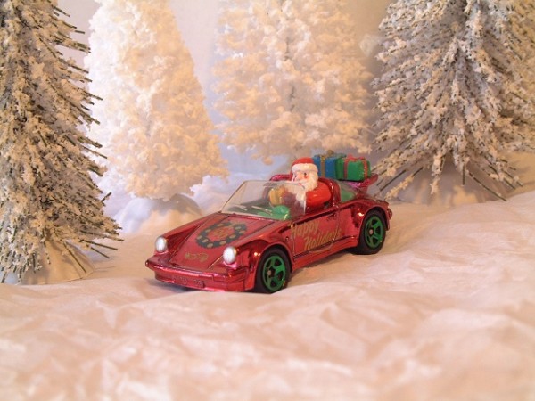 Santa in a Porsche Christmas Ornament