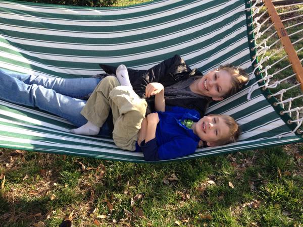 Leah and son James on our hammock