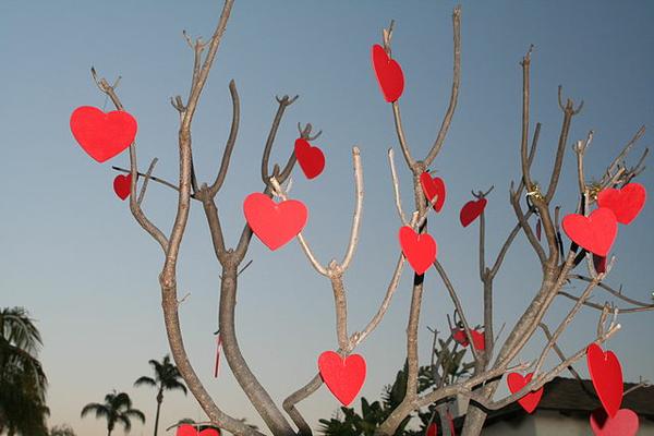Tree decorated for Valentine's Day in San Diego, California by Johntex