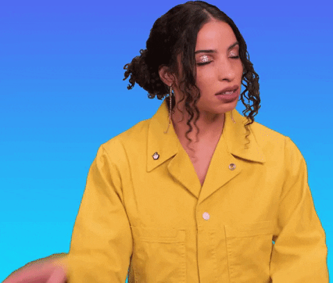 gif of a woman shaking her head and expressing frustration