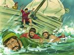 "Then he ordered all who could swim to jump overboard first and make for land. The others held on to planks or debris from the
broken ship." (Sweet Publishing / FreeBibleImages.org  http://freebibleimages.org/illustrations/paul-shipwrecked/ Slide 26)  CC-BY-3.0 (https://creativecommons.org/licenses/by/3.0/)