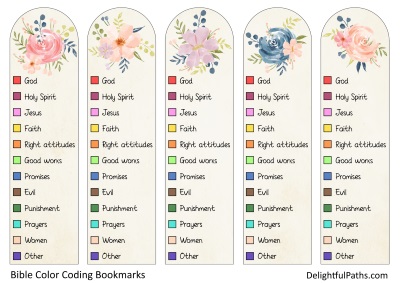 Bible color-coding bookmarks pre-colored DelightfulPaths400.jpg