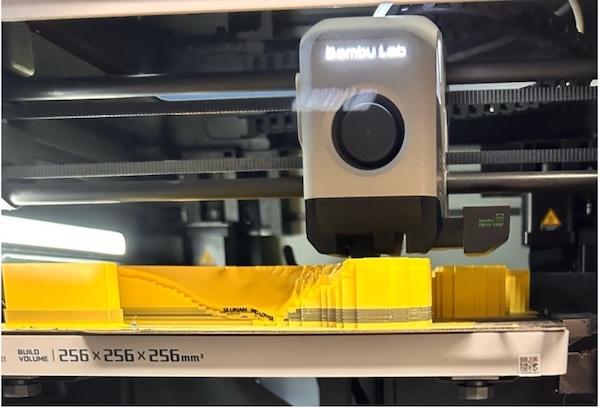 Model layer in the process of being printed