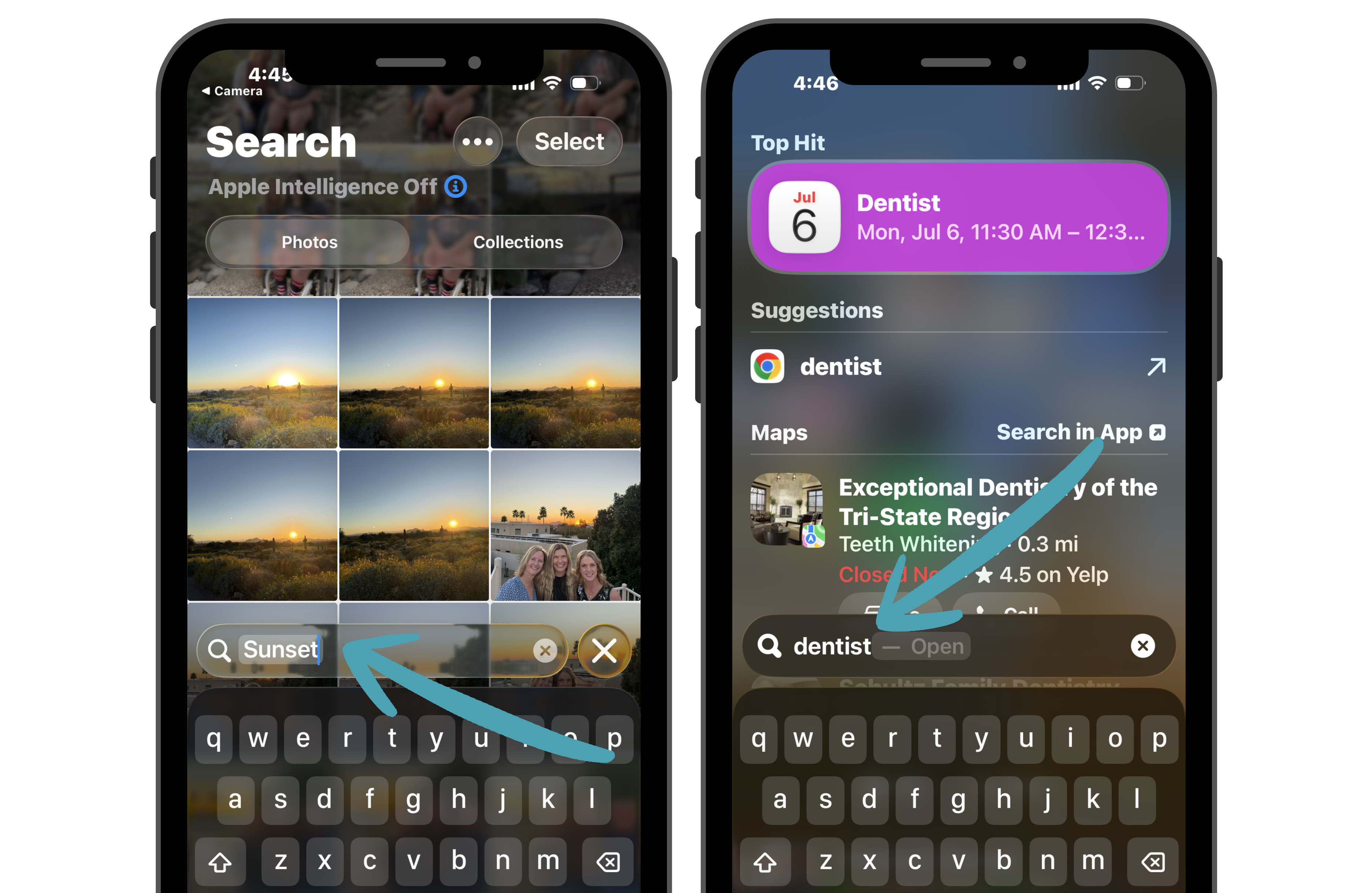Searching on an iPhone