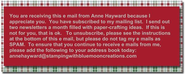 December Stampin' News from Anne Haywawrd