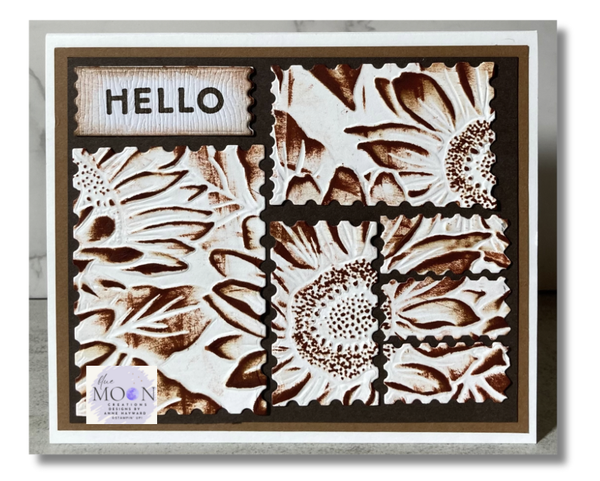 Sunflower Faux Burnt Wood Puzzle Piece Card