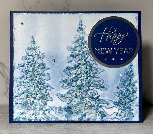 Silver and Blue Embossed Winter Forest
