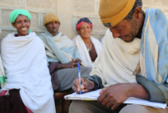 A community group gather in Ethiopia