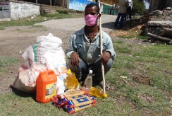 All We Can's local partners have been supporting disabled young people, like Biruk (pictured), by making sure they have access to essential food
supplies.