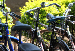 Bicycles glisten in the sun in Uganda 