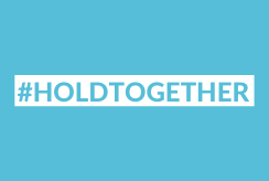 The hashtag '#HoldTogether' pictured in bold on a blue background