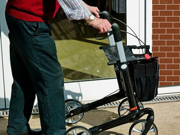 walking with a rollator walker 