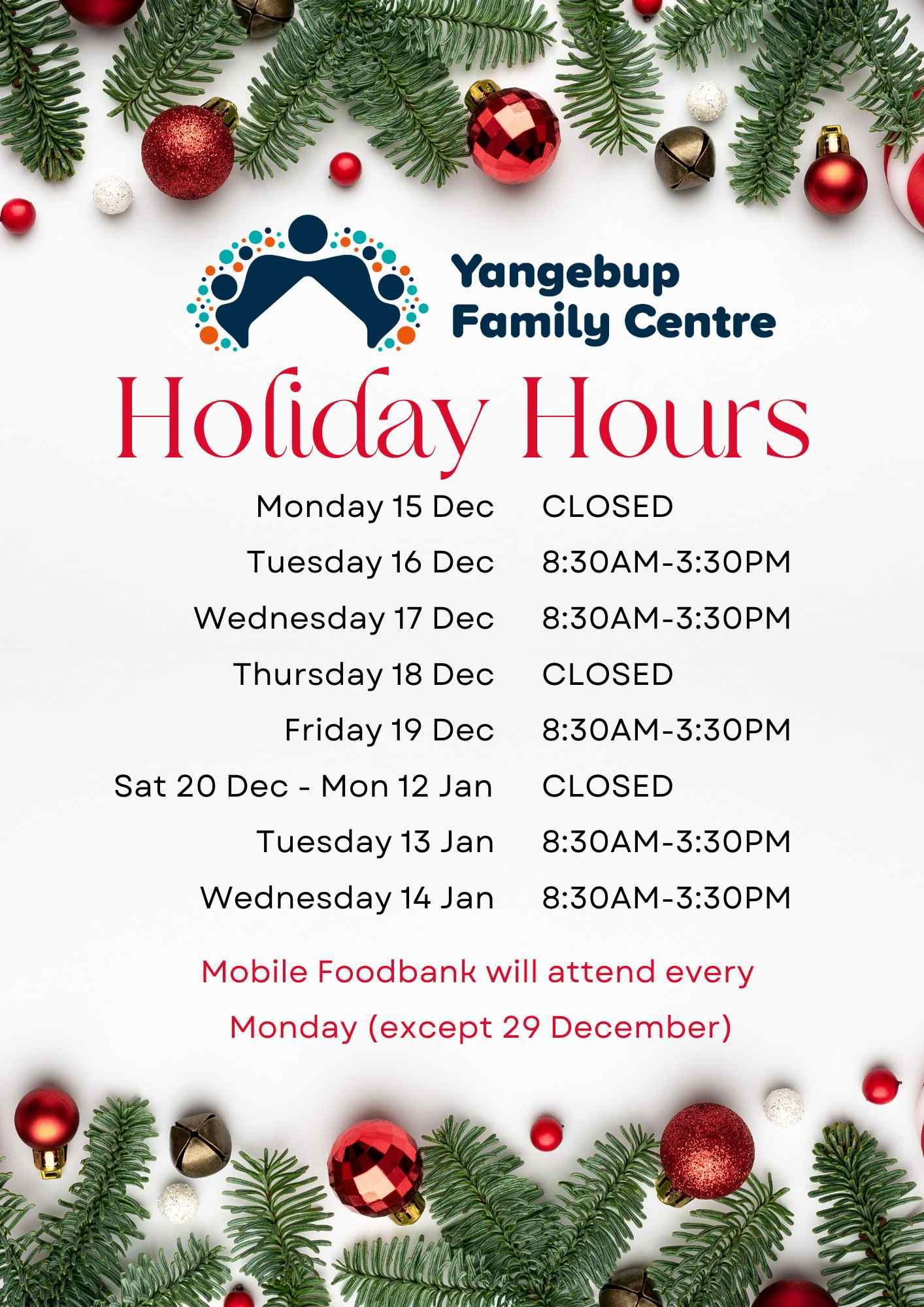 Holiday Hours