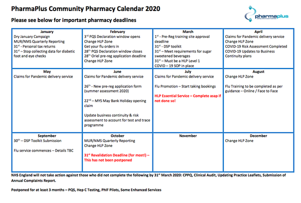 PharmaPlus Community Pharmacy Calendar