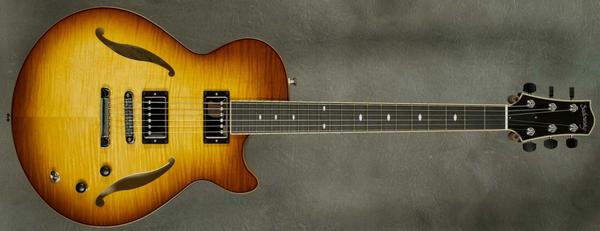 #A2073 Caramel Burst Semi-Hollow Archtop Guitar.