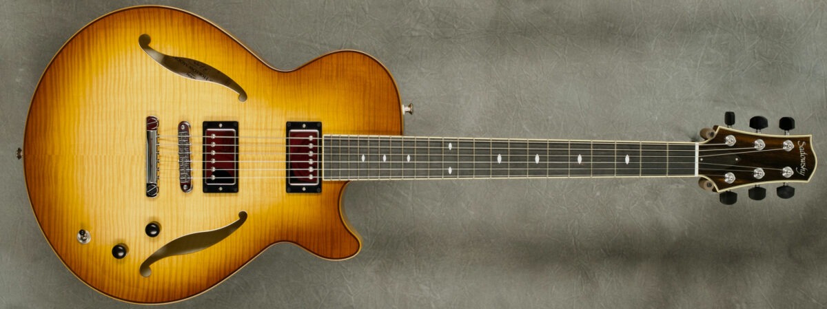 #A2150 Caramel Burst Semi-Hollow Archtop Guitar.