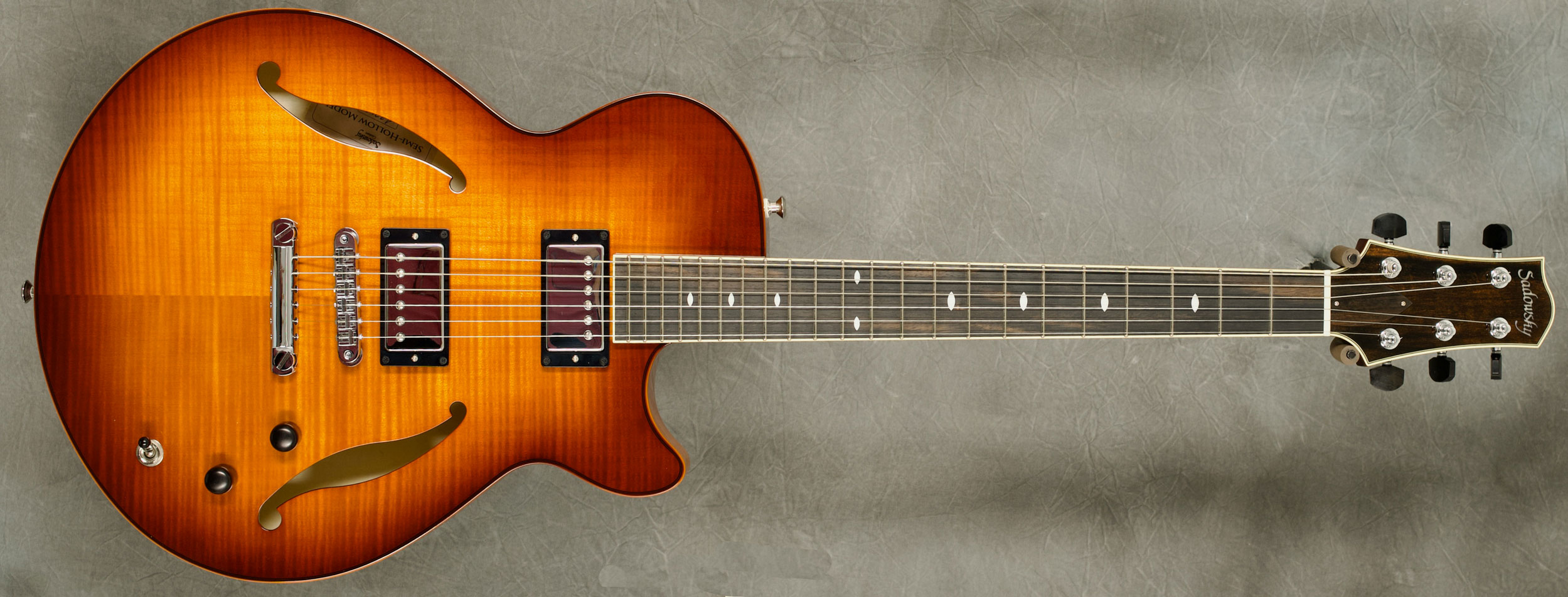 #A2214 Sienna Burst Semi-Hollow Archtop Guitar.