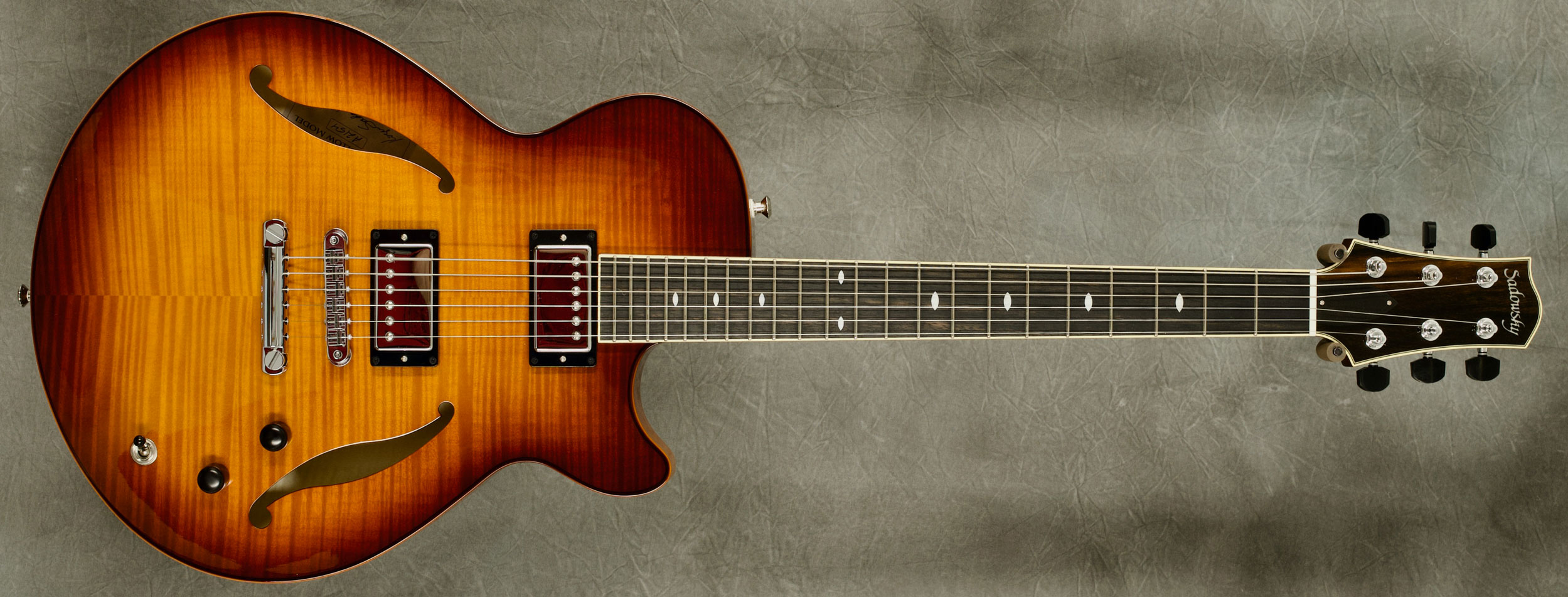 #A2154 Sienna Burst Semi-Hollow Archtop Guitar.