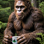 Bigfoot drinking coffee