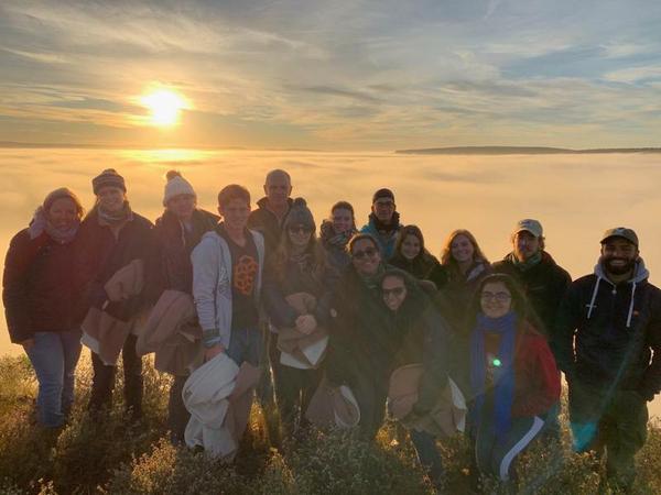 Group at sunset