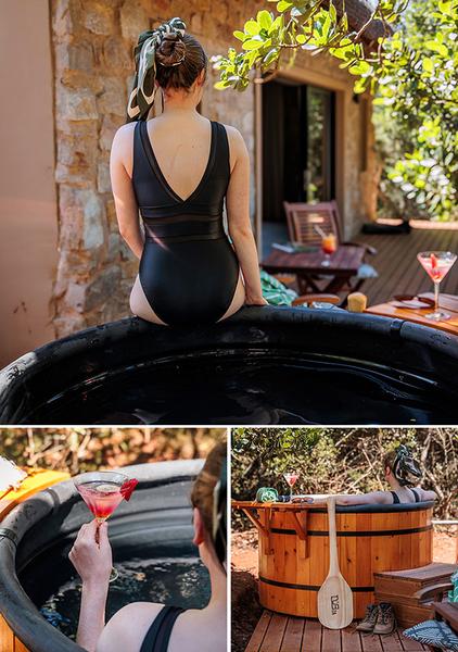 Women relaxing in hot tub