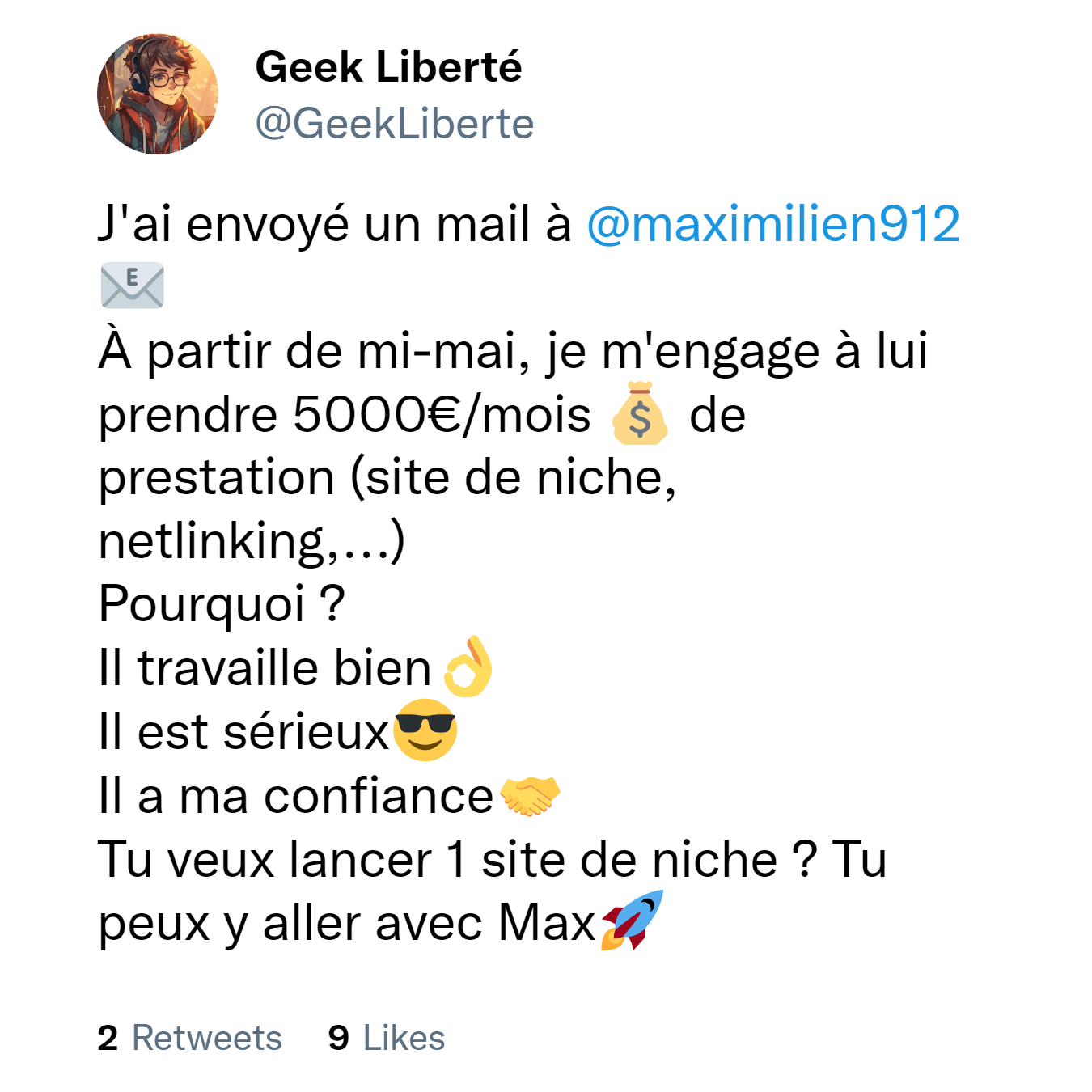 Tweet de Geek Liberté