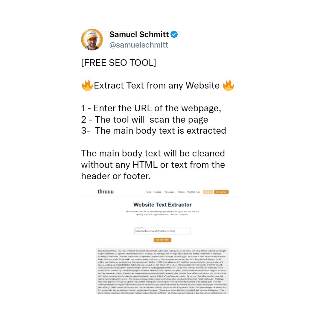 Extract text from any website with Thruuu
