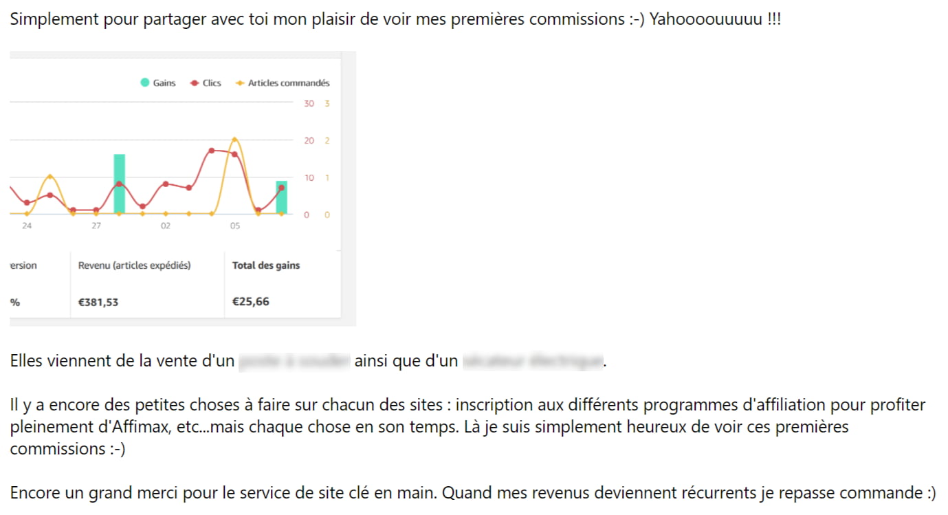 Feedback Guillaume Site de Niche