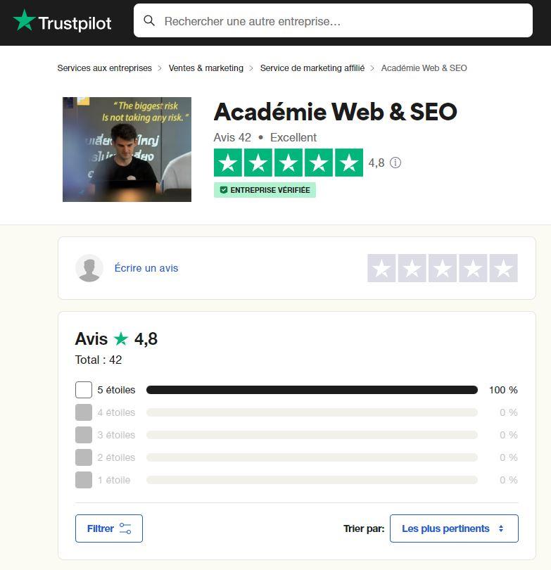 Avis Web & SEO sur TrustPilot