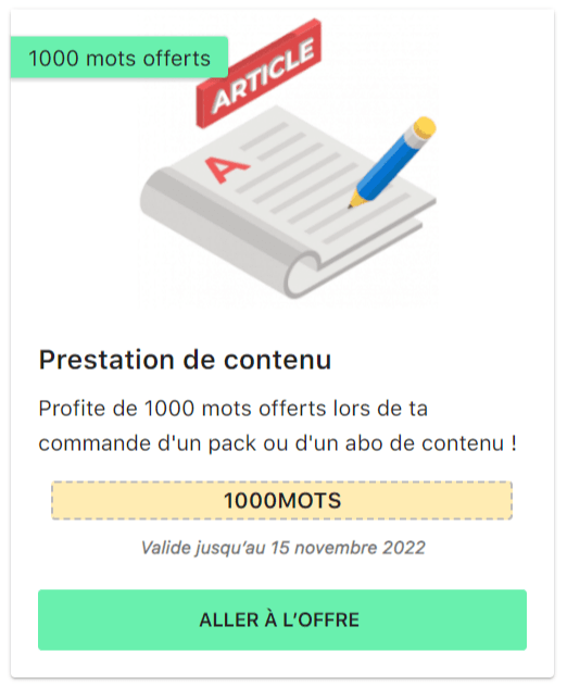 Offre de lancement : rédaction de contenu site de niche