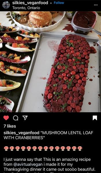 Mushroom Lentil Loaf with Cranberries