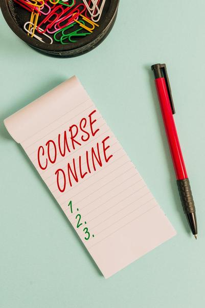 Writing note showing Course Online.