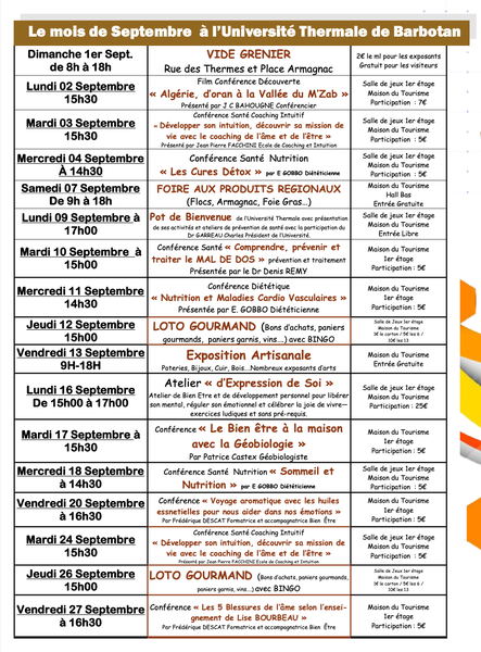Les conférences en septembre