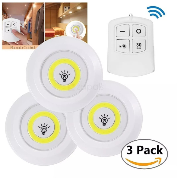 Set de tres luces led con control remoto