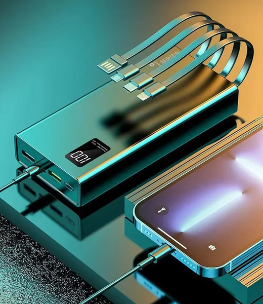 Cargador Rápido de Celular 20.000mAh 120w 4 Cables Integrados