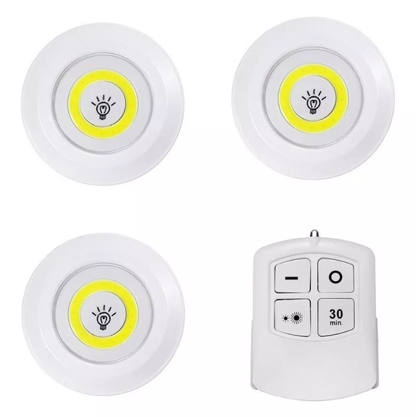 Set de 3 luces led con control remoto