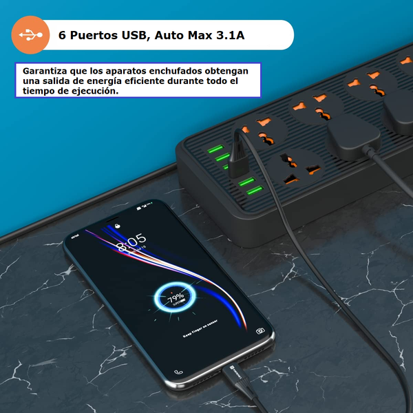 Regleta tomacorriente Fast Charge