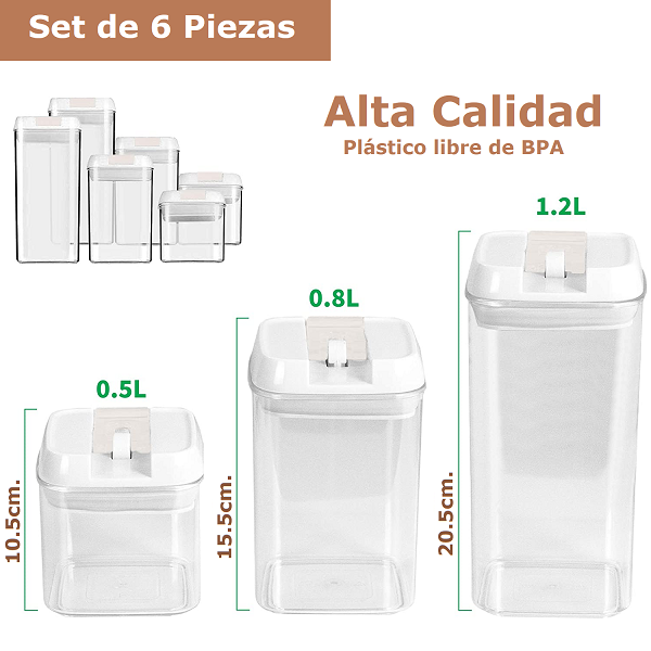 Juego de 6 Recipientes herméticos