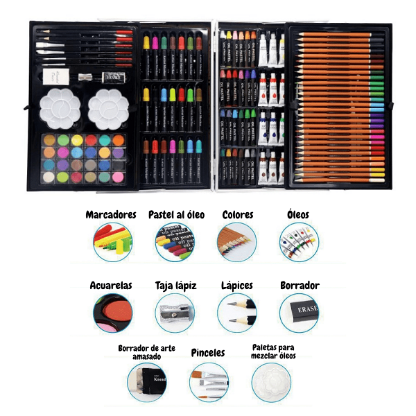 Maletín de Arte Metálico de 145 Piezas