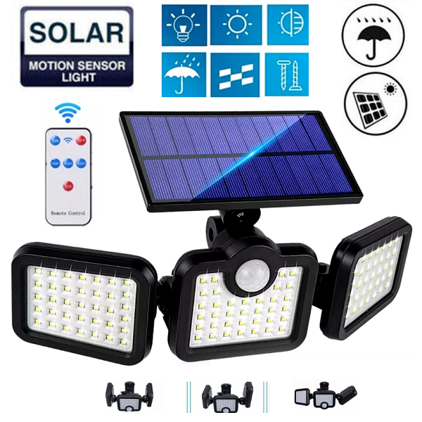 Lampara solar triple  108 leds