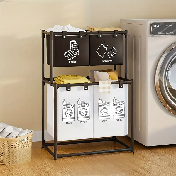 Organizador de Ropa Sucia Compacto con 4 Cestas