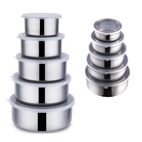 Set de 5 contenedores de acero inoxidable