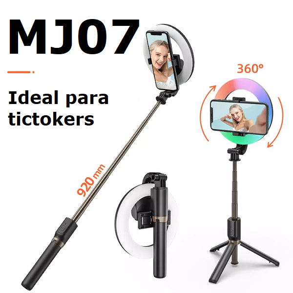 Selfie Stick RGB con aro de luz
