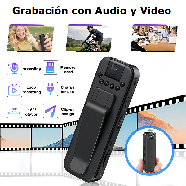 Mini Cámara de Video HD con Clip