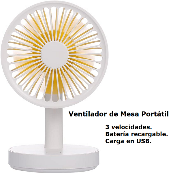 Ventilador de Mesa Portátil y Recargable