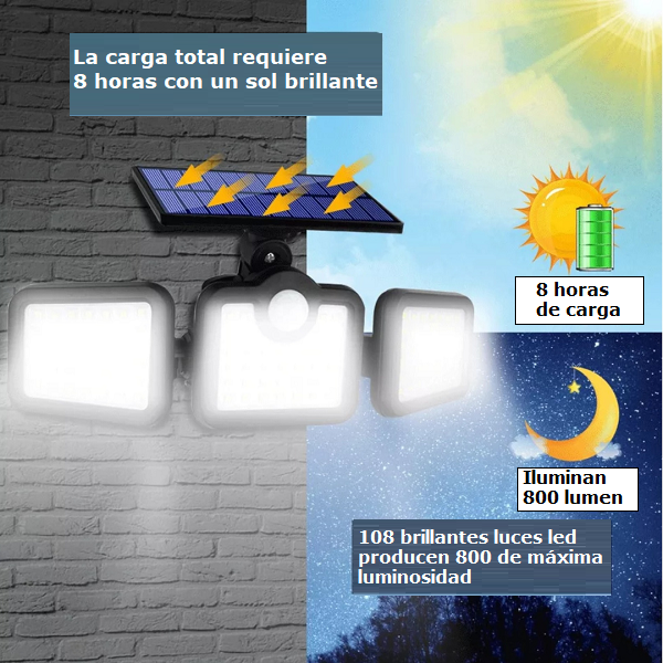 Lámpara Solar Triple 108 Leds