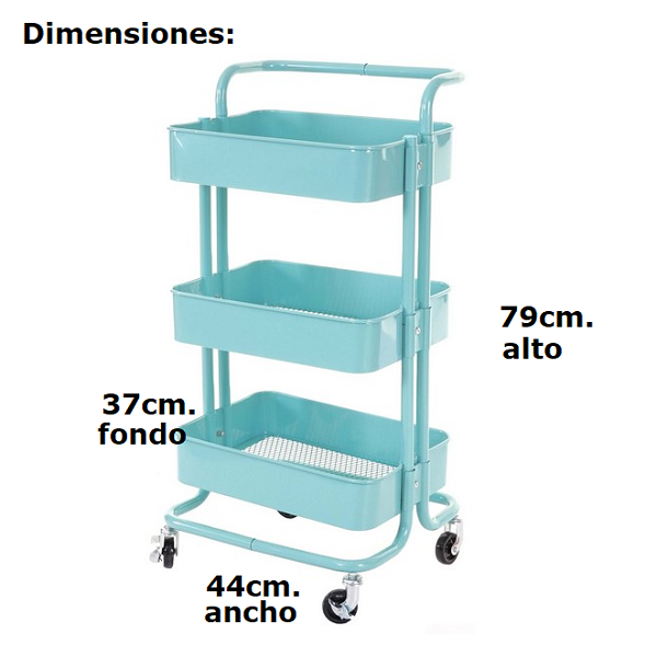 Estante Metálico con Ruedas de 3 Niveles