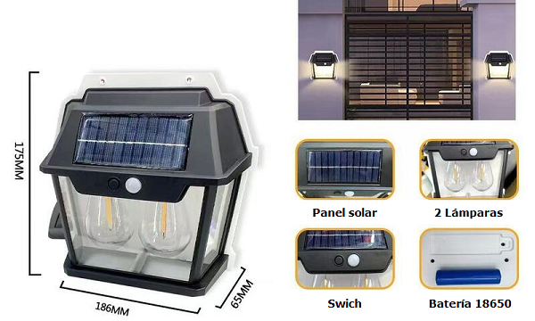 Lámpara Solar Doble De Pared HW-999-2W