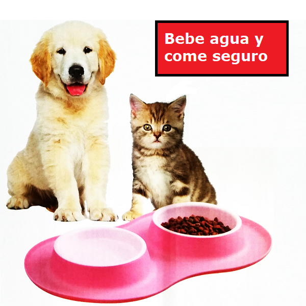Comedero Doble Para Perros y Gatos.